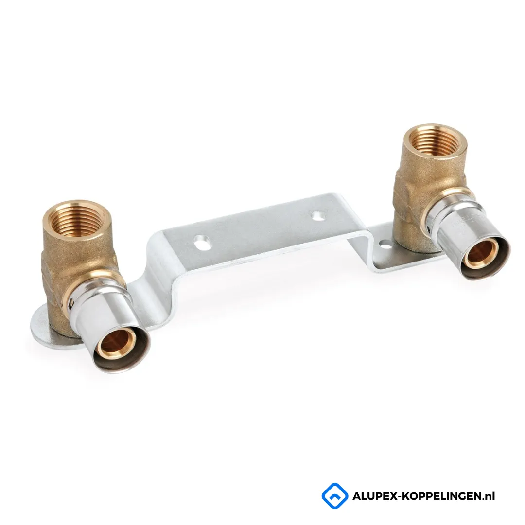 Muurplaat dubbel 16 mm 1/2 gebogen 150 mm